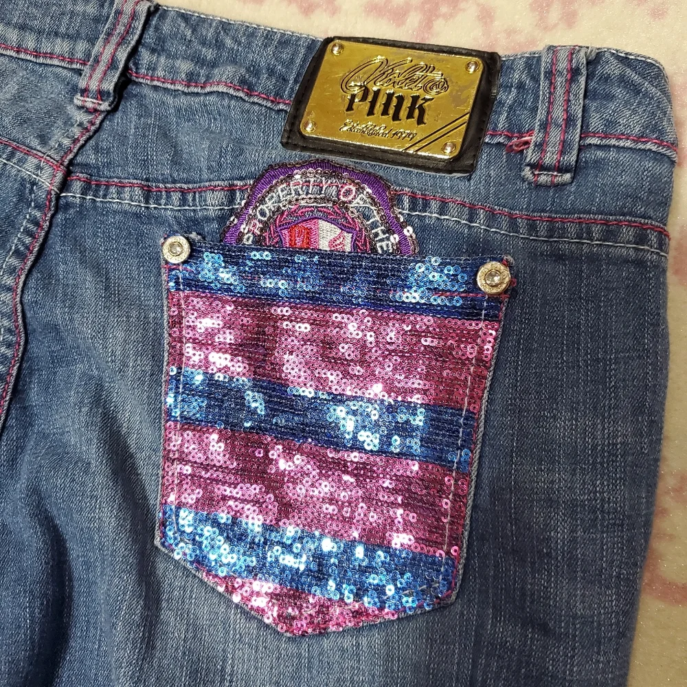 Vintage Violet and pink blue jeans